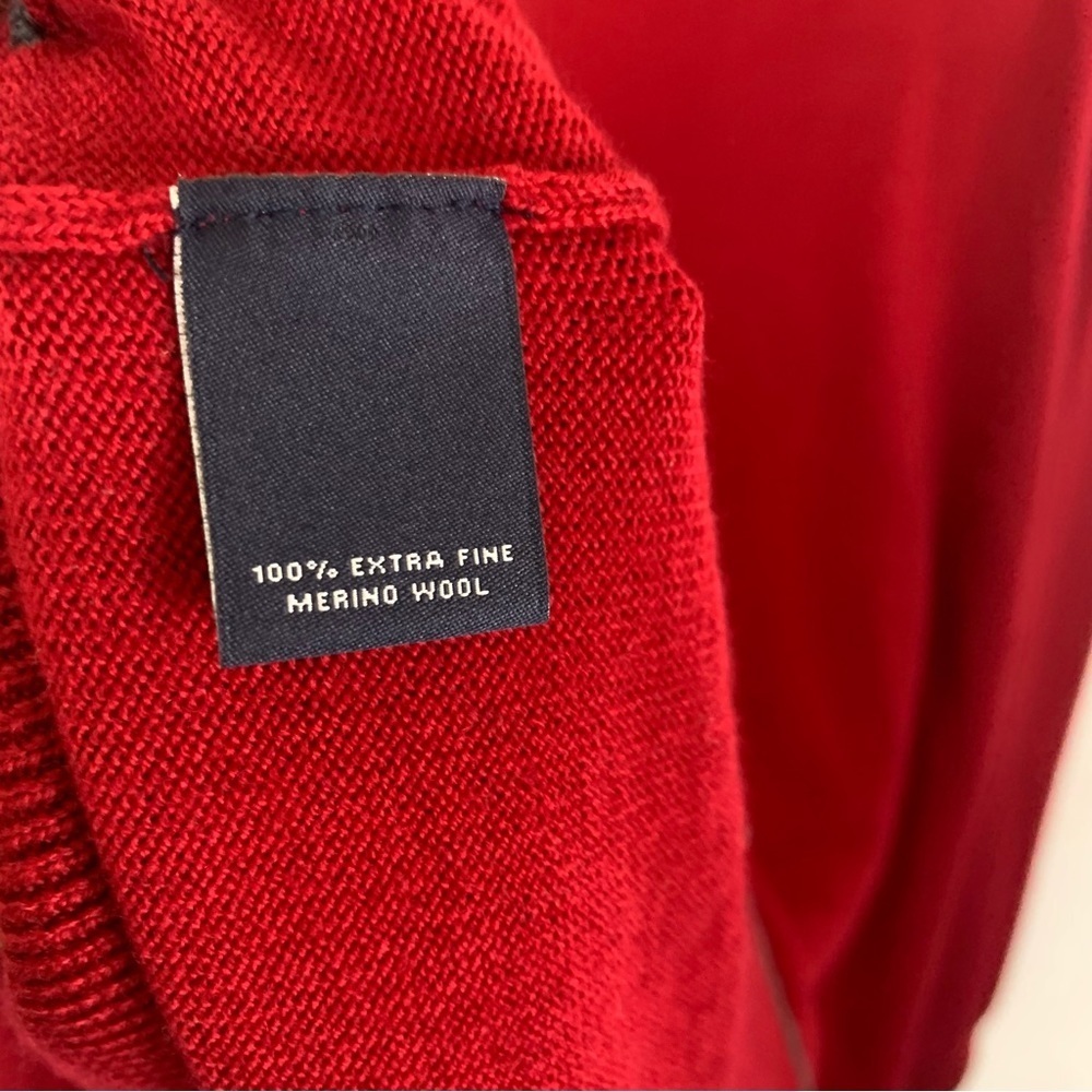 Hart Schaffner Marx Quarter-Zip Sweater red Medium 100% merino wool - Picture 9 of 11